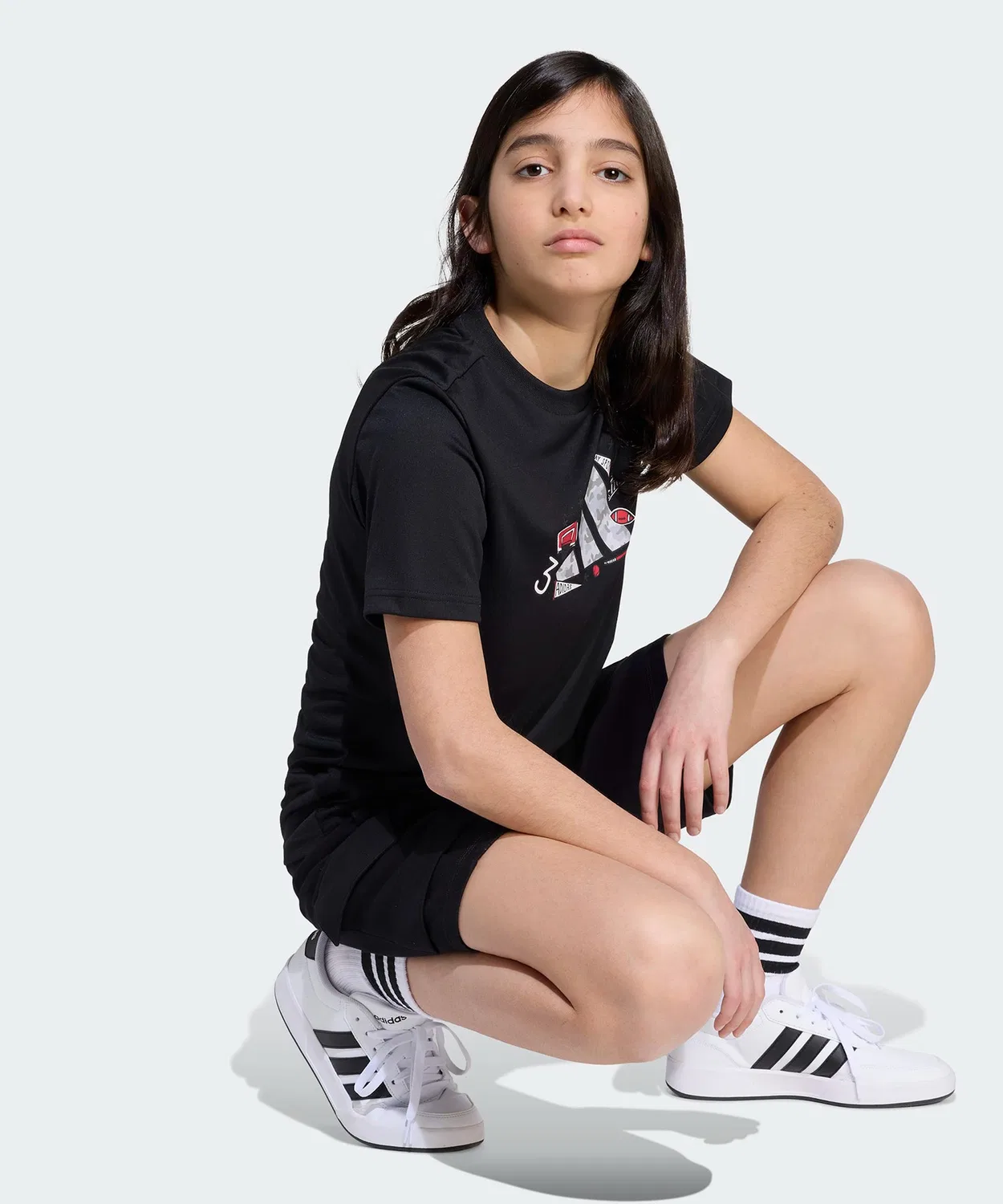 Детская футболка с принтом Climacool Camo Graphic T-Shirt Adidas, Black — фото 4