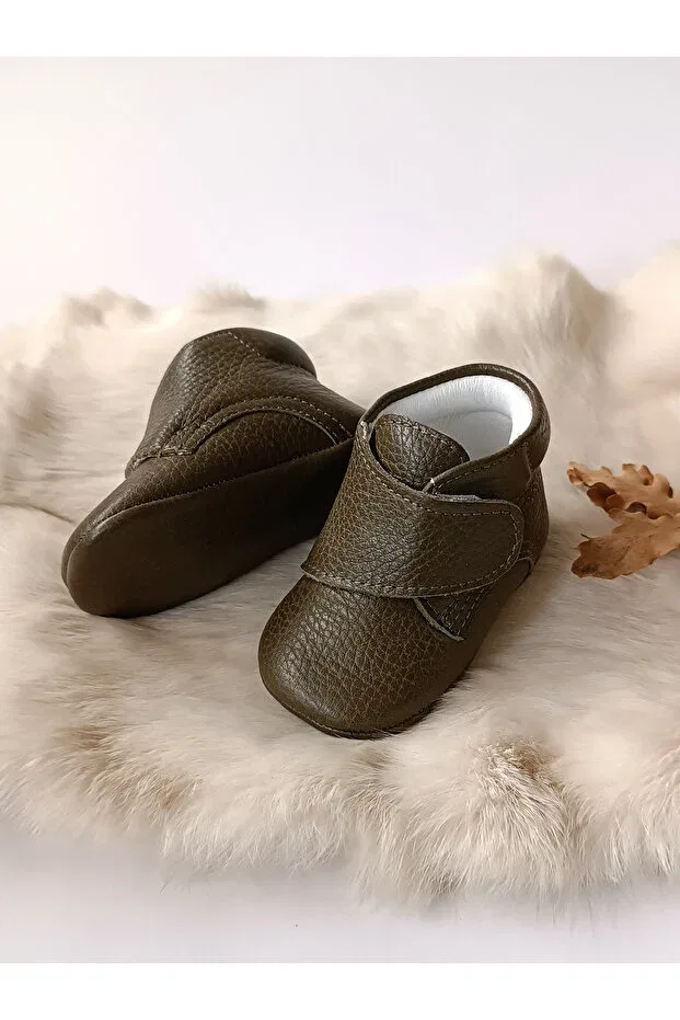 Детские ботиночки для девочек с липучкой Hodore, Khaki Green — фото 3