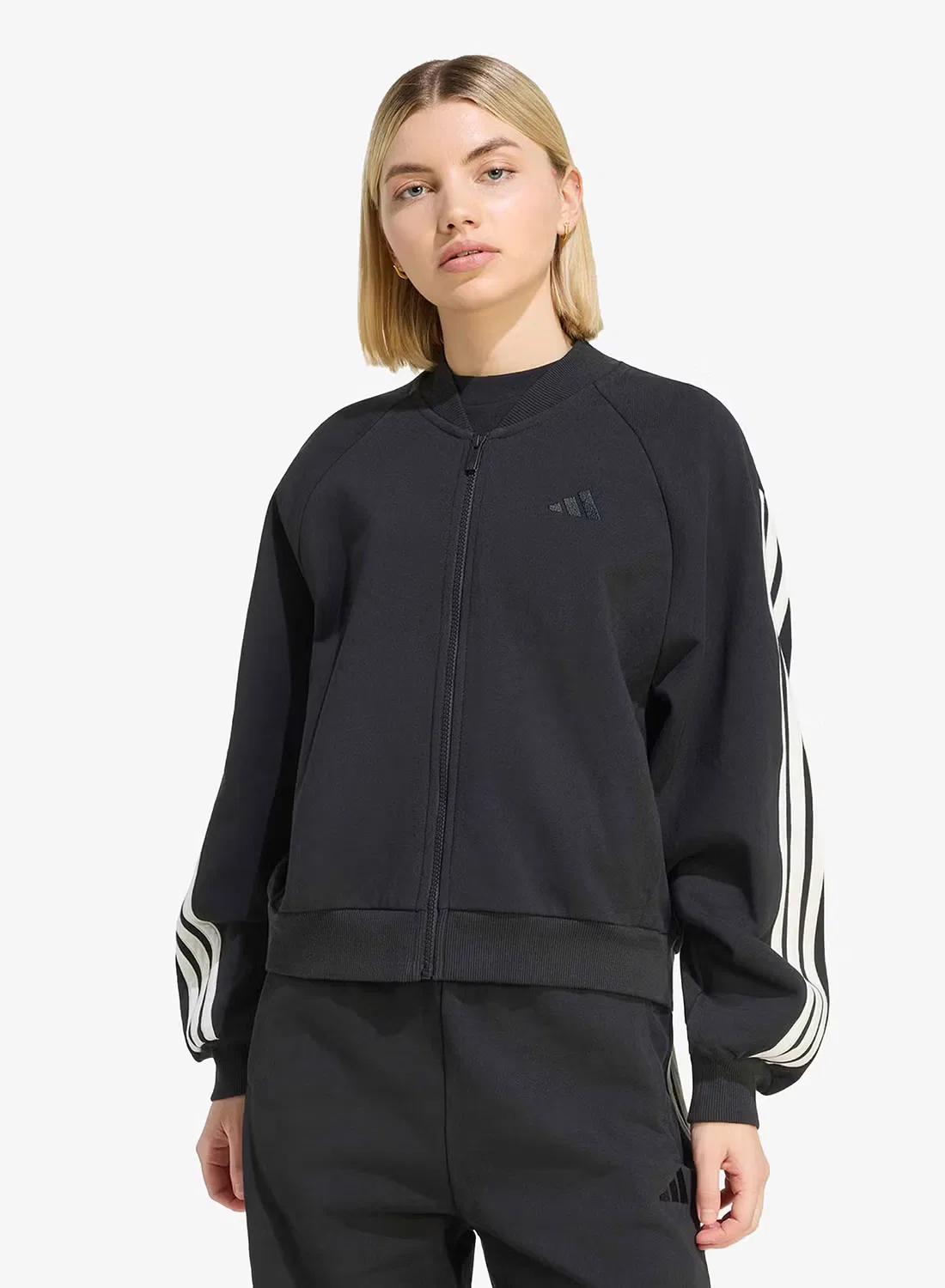 Куртка-бомбер свободного кроя 3-Stripes Adidas, черный
