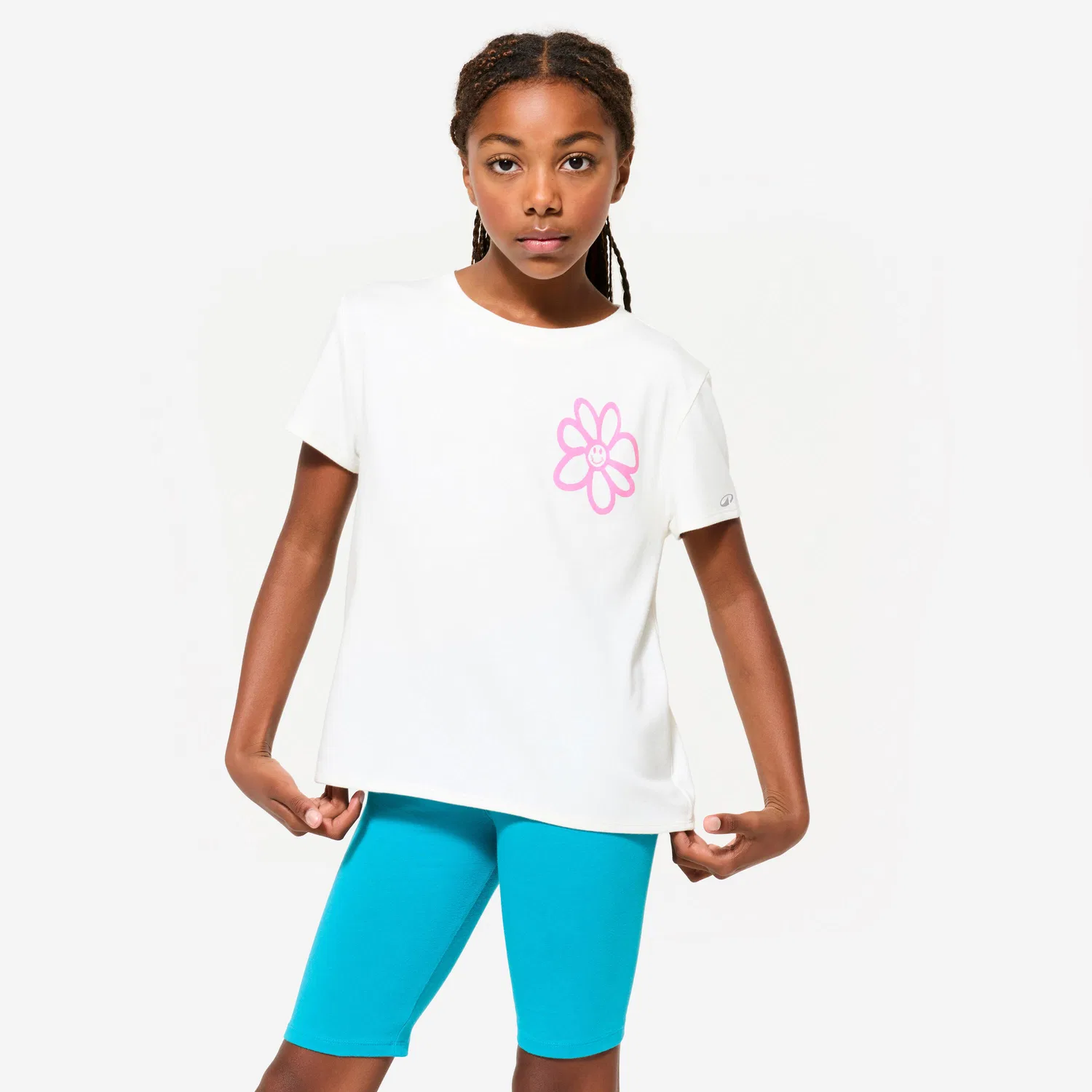 Детская футболка с принтом T-Shirt Kinder Baumwolle Decathlon, Baumwollweiß
