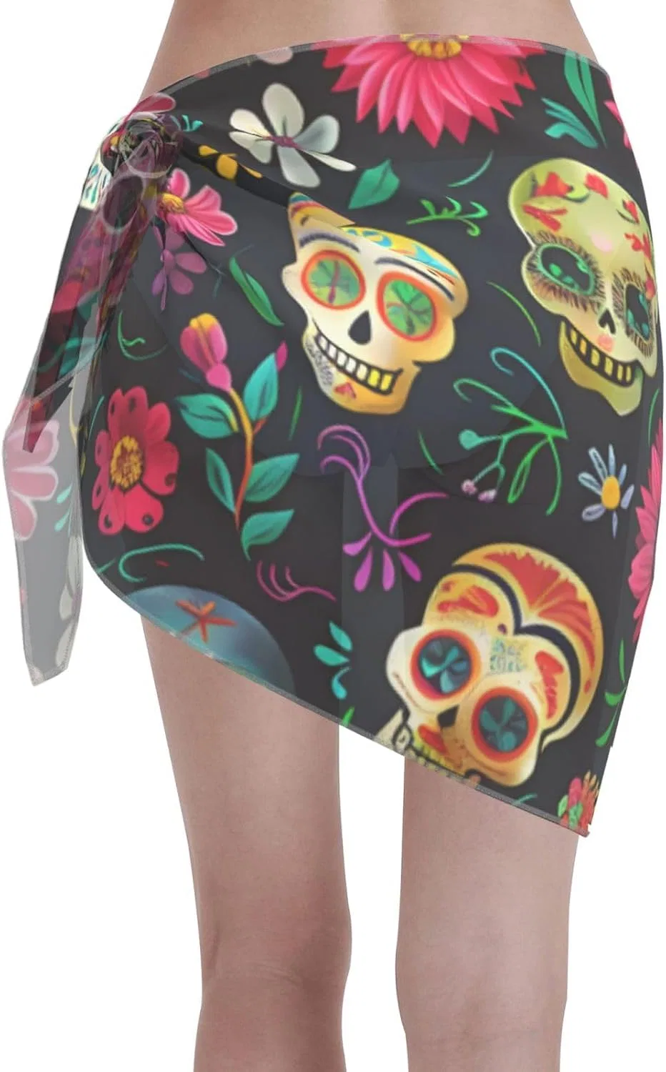 Женская пляжная накидка с принтом клубники Sarong, Skulls 6 — фото 2