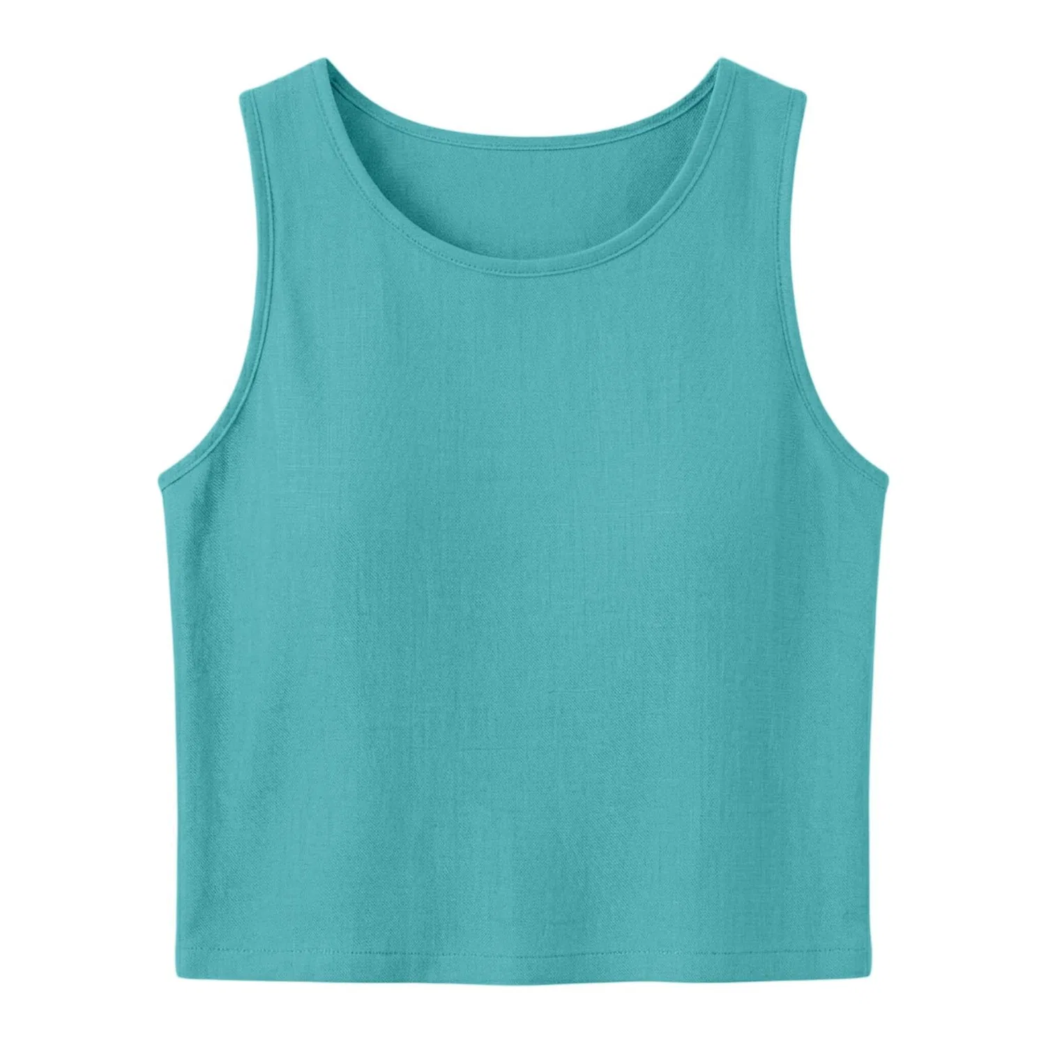 Женский топ без рукавов из хлопка и льна, Mint Green 1 — фото 4