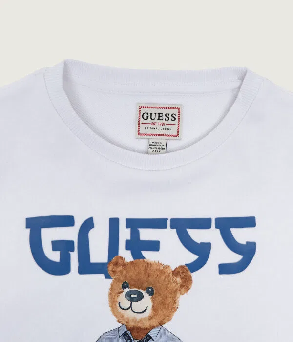 Детская толстовка хлопковая Regular Fit Guess, белый — фото 3