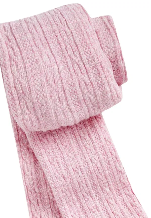 Колготки хлопковые Cable-tights Next, Light Pink, светло-розовый — фото 2