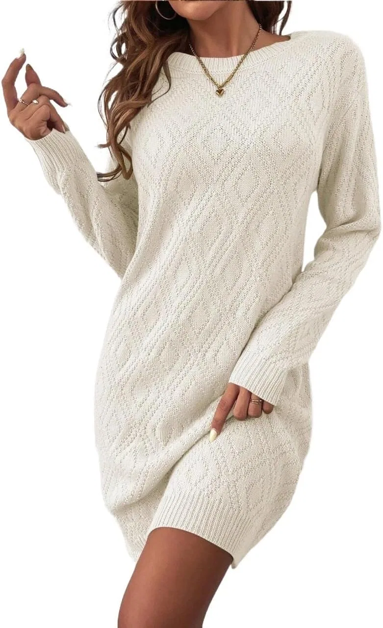 Женское платье-свитер длинным рукавом Regular Fit, White