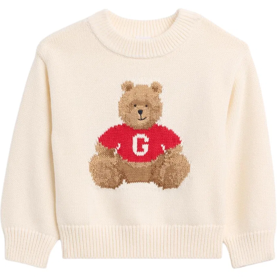 Детский свитер с круглым вырезом Pre School Sweaters Crew Neck Moderate GAP, Ecru