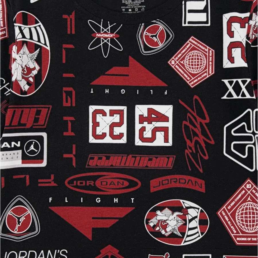 Детская футболка с принтом Jordan Jdb Mj Ess Aop Ss Tee Nike, Черный — фото 3
