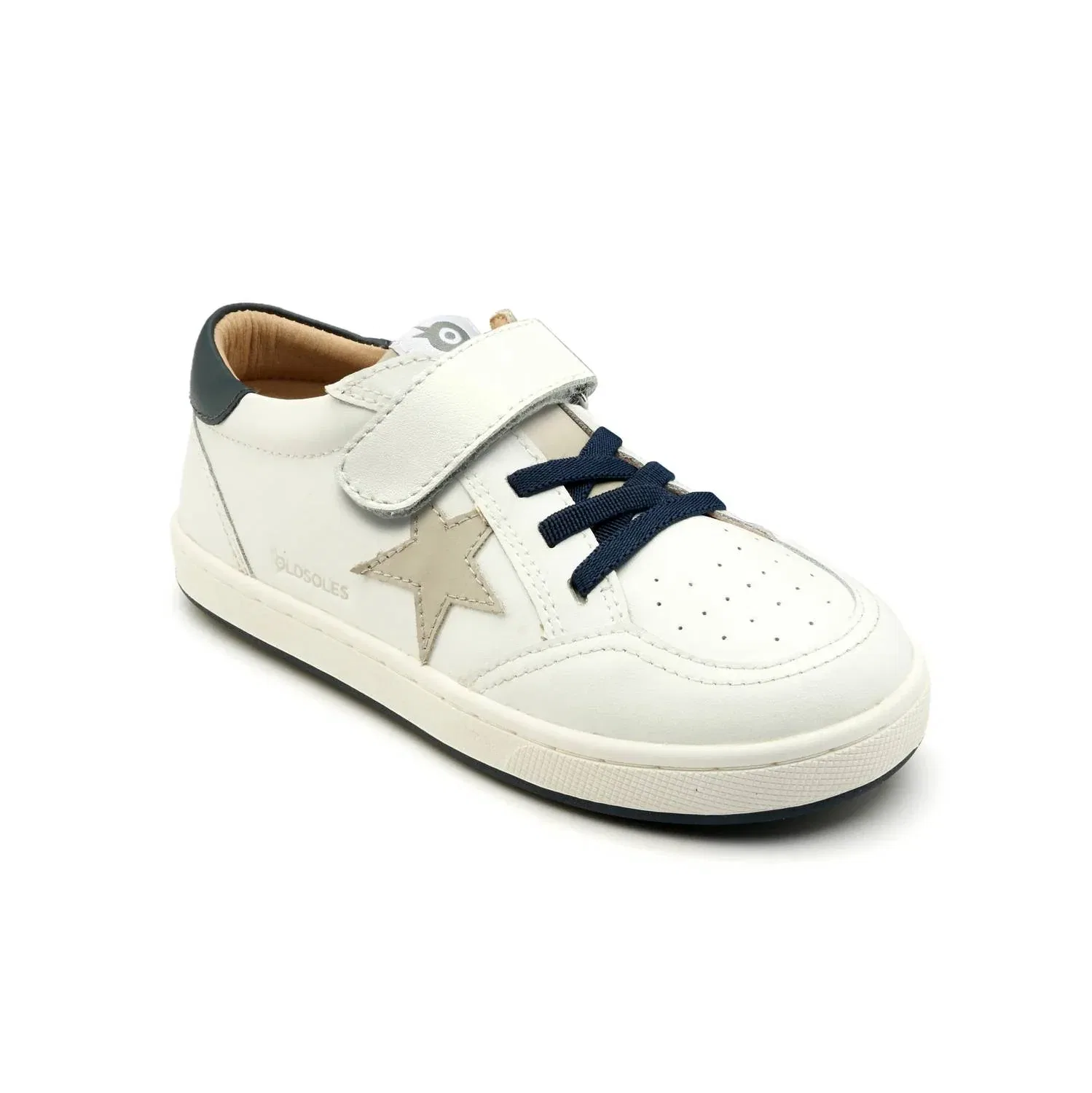 Детские кроссовки кожаные на липучках Platinum Runner Vl Strap Star Old Soles, Snow/Gris/Navy — фото 2