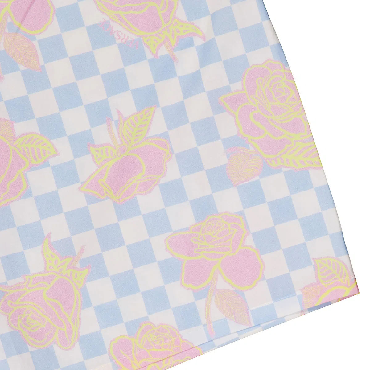 Шорты хлопковые с принтом Girls Checkboard Rose Poplin Shorts Young Versace, Blue — фото 3