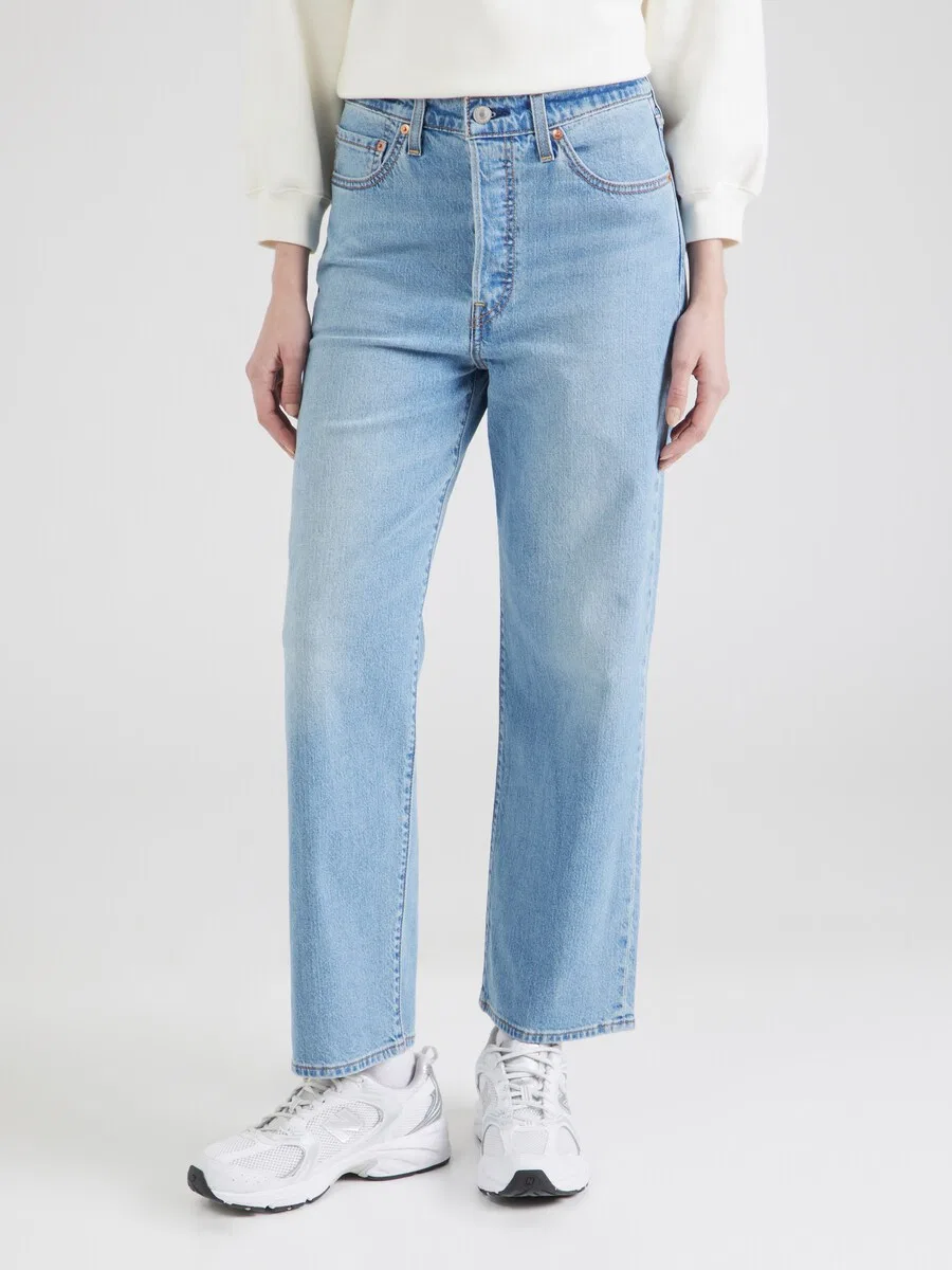 Джинсы LEVI'S свободного кроя «Ribcage Straight Ankle» в цвете «Лазурный» — фото 4