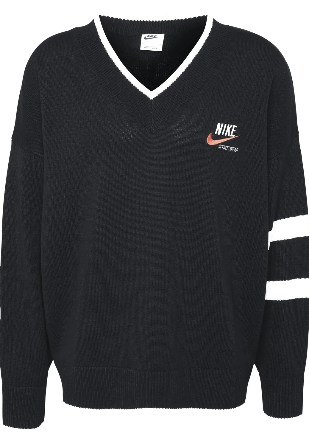 Мужской свитер с V-образным вырезом Nike, Black/Sail/Team Orange/Sail