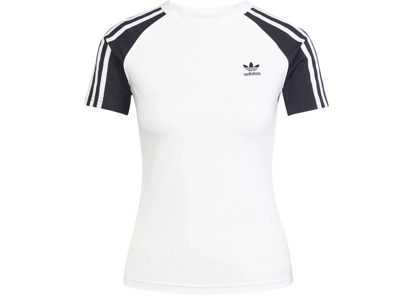 Женская футболка с принтом Adicolor 3-Stripes Raglan Slim T-Shirt Adidas, White/Black