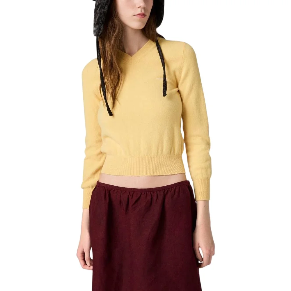 Кардиган Miu Miu V-neck Wool, желтый