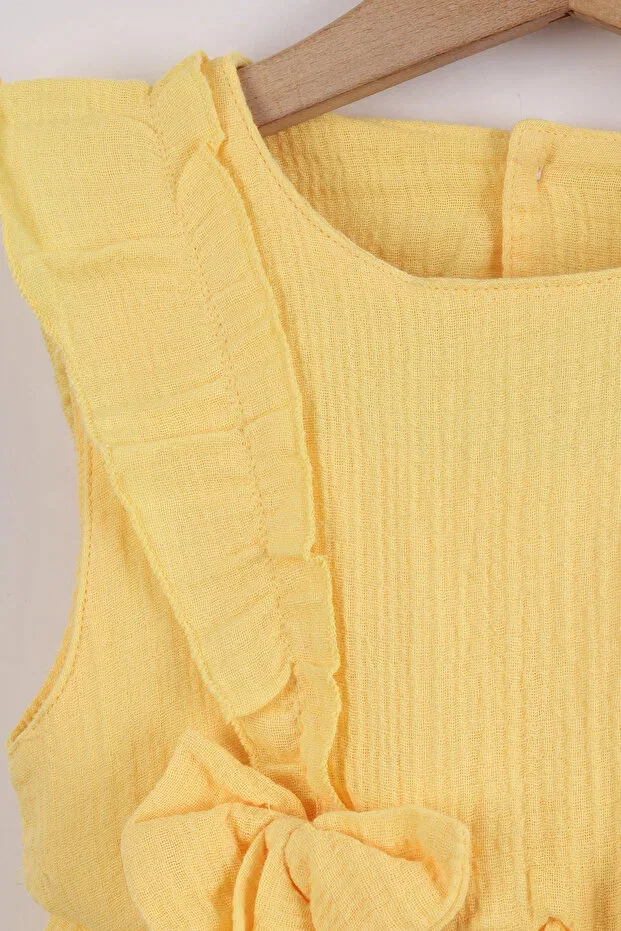 Детское платье для девочек с бантом Pollito, Yellow — фото 4