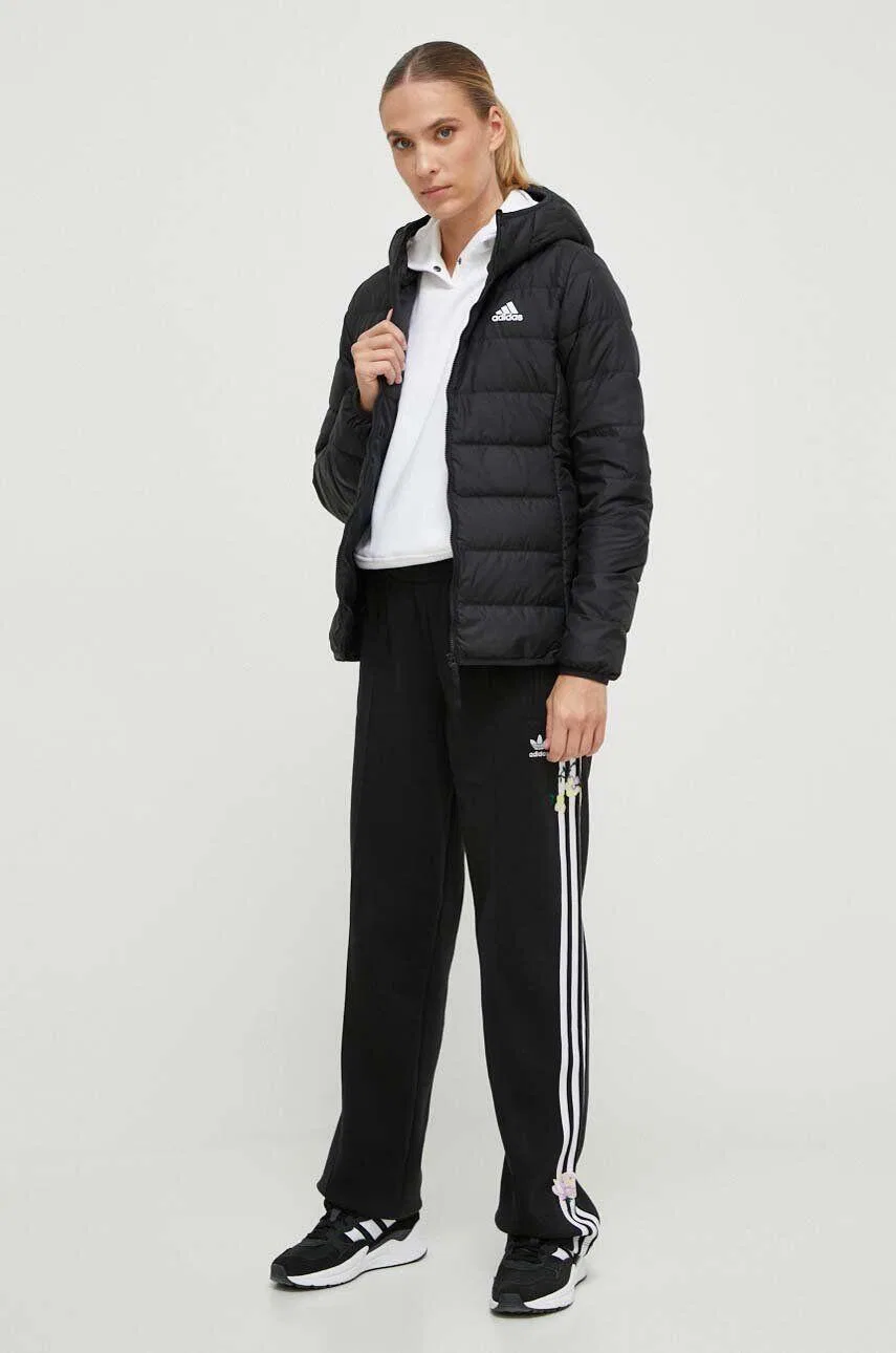 Женская легкая пуховая куртка с капюшоном Essentials Light Hooded Downjacket Adidas, Schwarz / Braun — фото 2