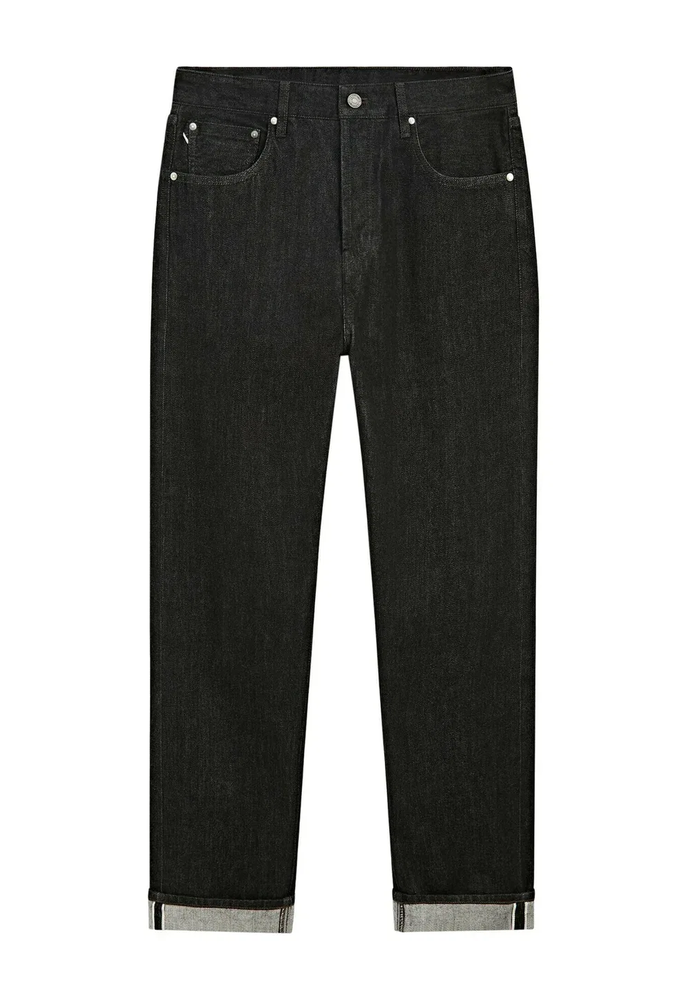 Джинсы с кромкой - джинсы прямого кроя Massimo Dutti, Black