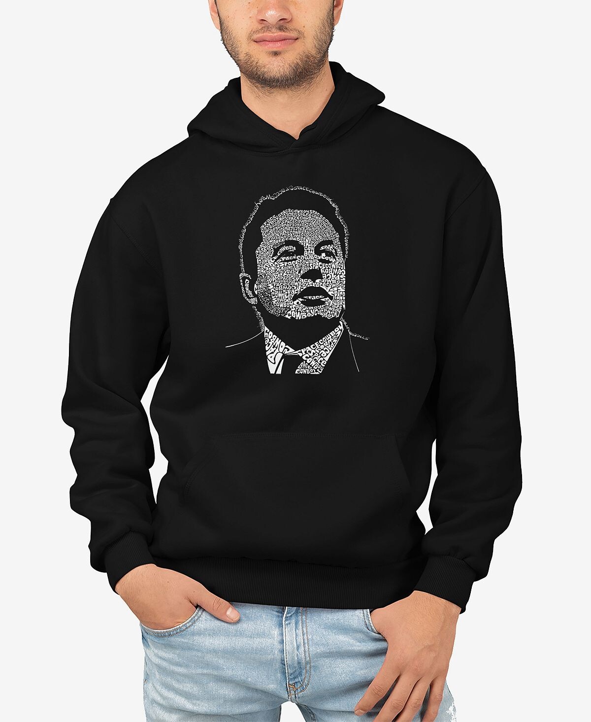 

Мужская толстовка с капюшоном elon musk word art LA Pop Art, черный