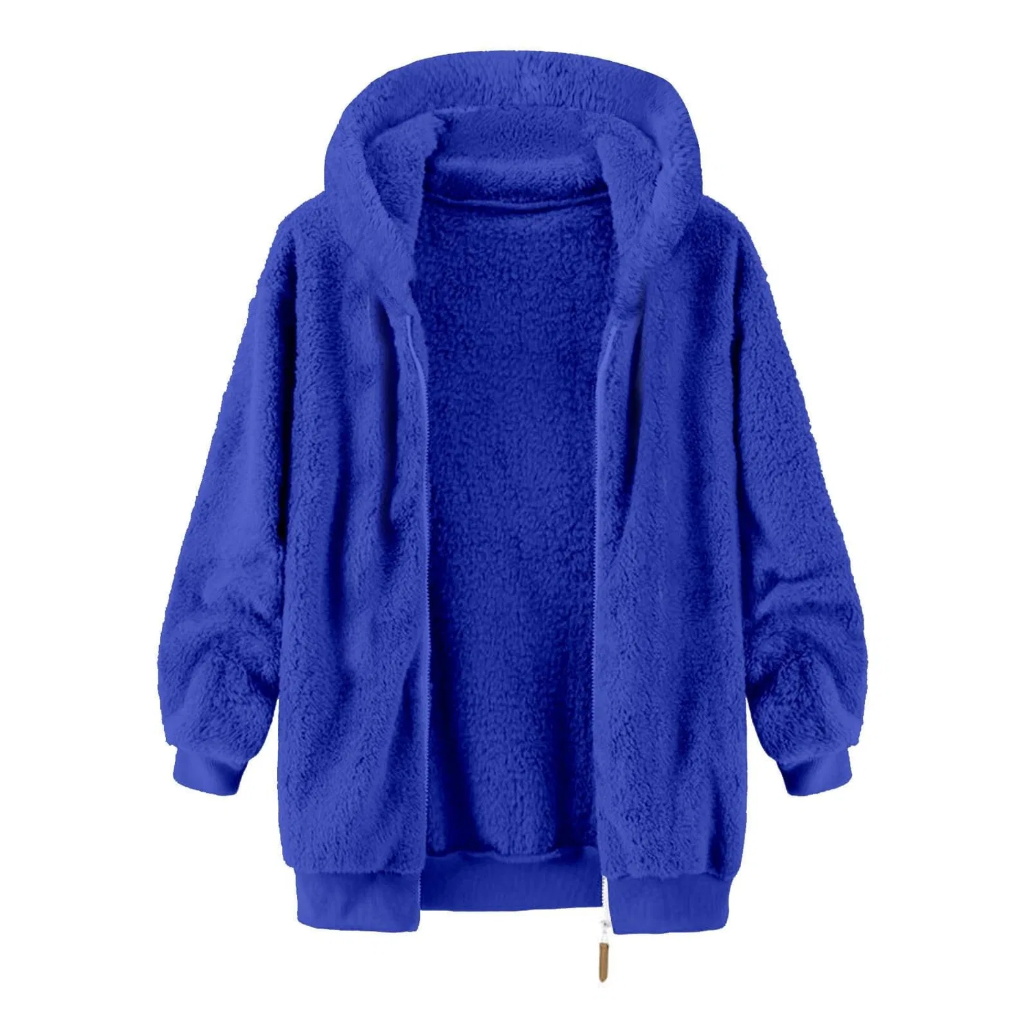 Мужское худи с флисовой подкладкой и капюшоном, на молнии, однотонное, Z11 Dark Blue — фото 3