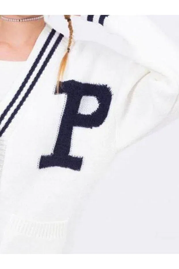 Детский кардиган для девочек с пуговицами College cardigan Zekids, Cream — фото 4
