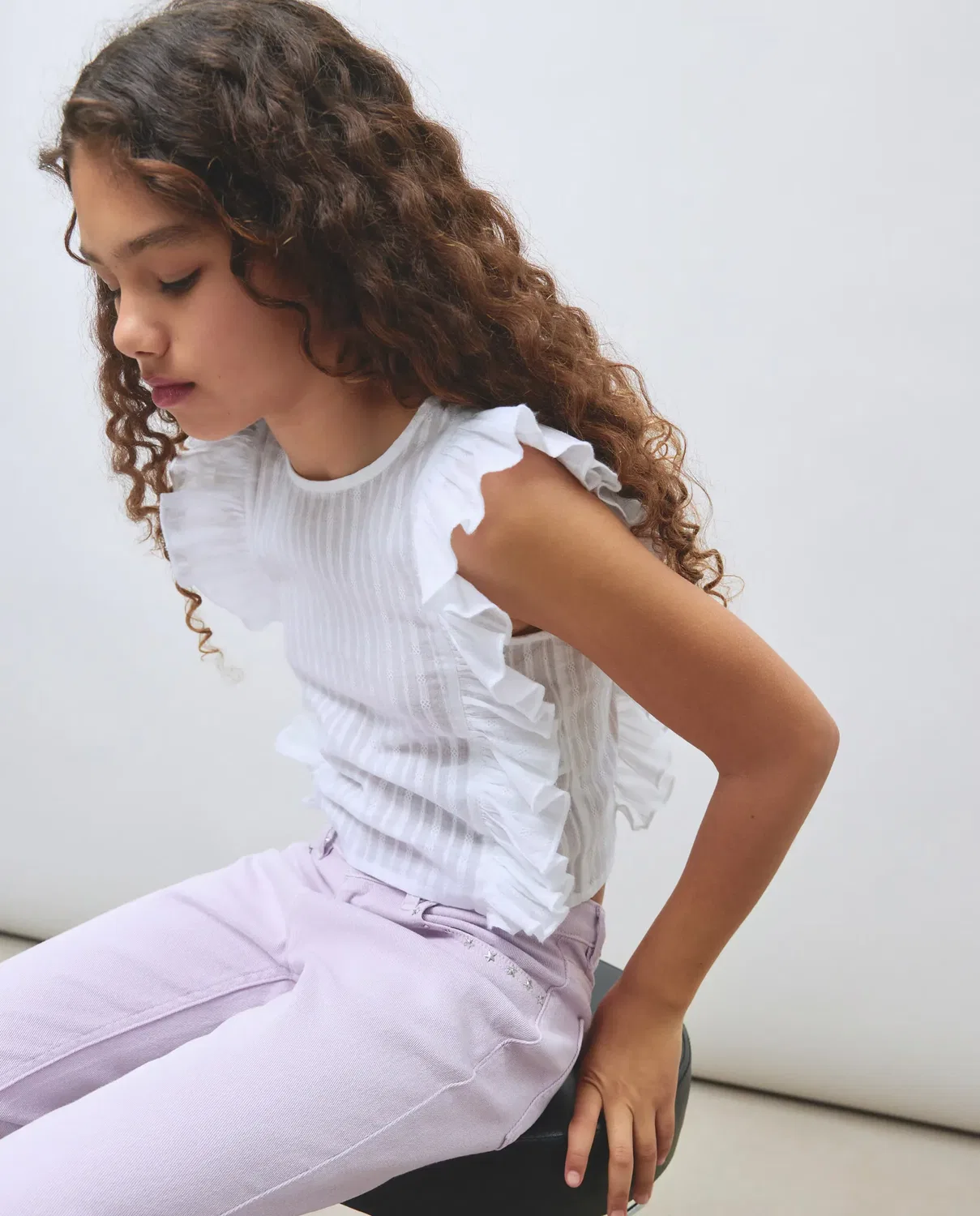 Детская блуза для девочек с воланами Dobby Kids El Corte Inglés, Blanco
