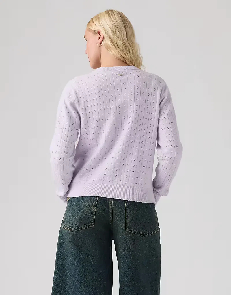 Кардиган Levi's Supersoft с ажурным узором и круглым вырезом, сиреневый — фото 2