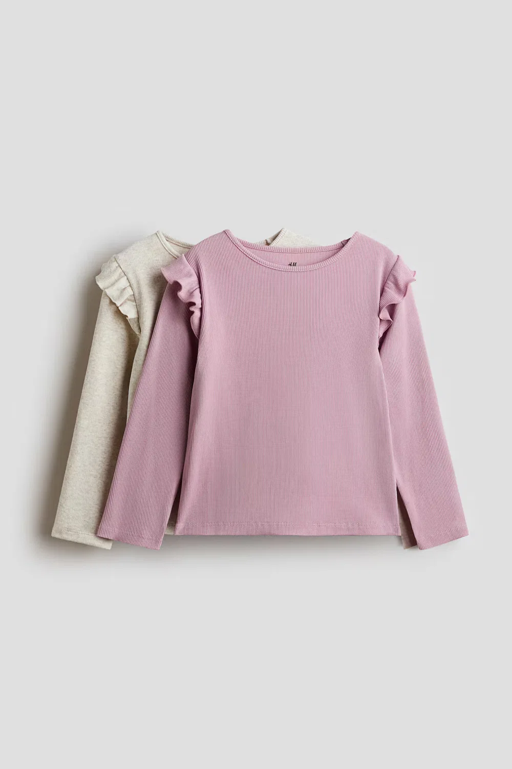Комплект из двух хлопковых рубашек с оборками H&M, Mattrosa/Hellbeigemeliert