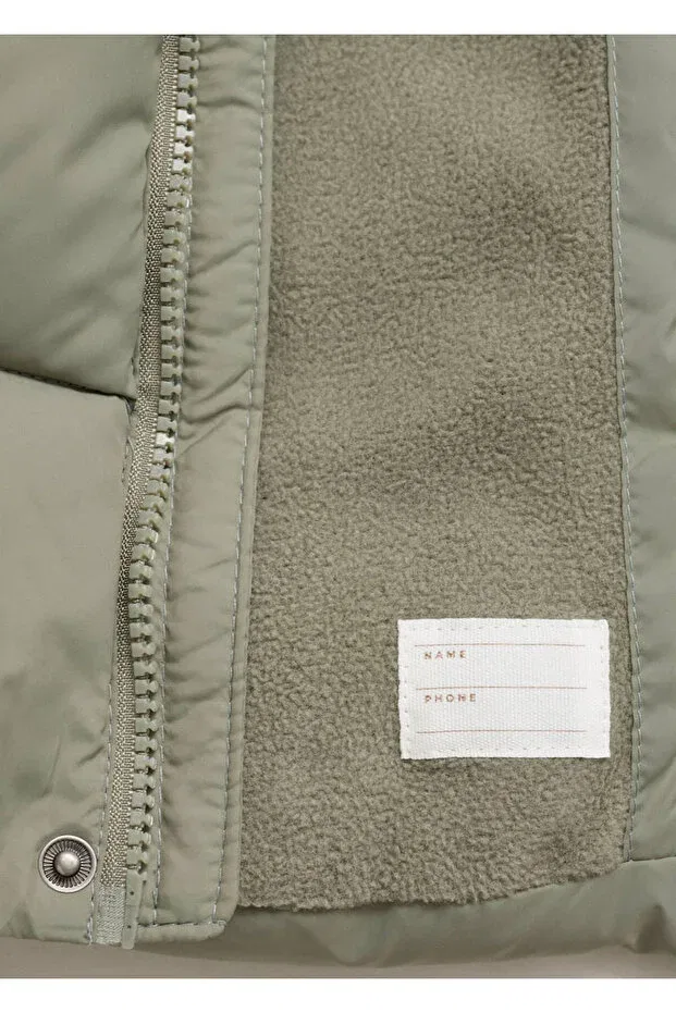 Детское пальто для девочек стеганое с принтом Mango Baby, Pastel Green — фото 4