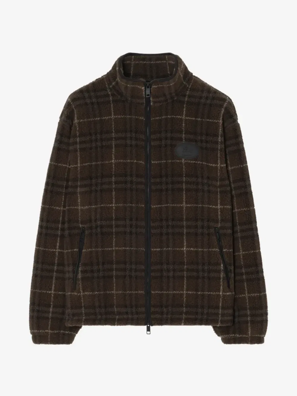 Флисовая куртка из шерсти и кашемира в клетку BURBERRY, коричневый