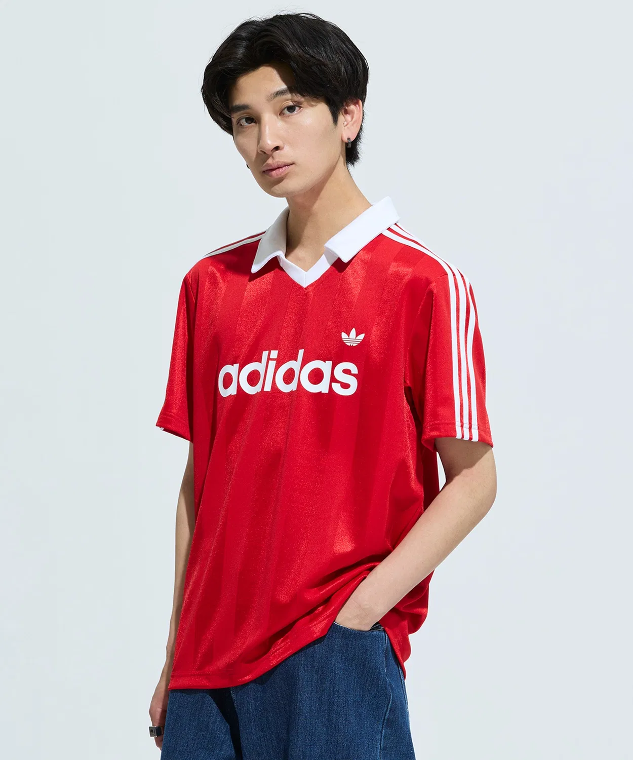 Мужская футболка с V-образным вырезом из двойного трикотажа Archive Color Engineered Jersey Adidas, Red