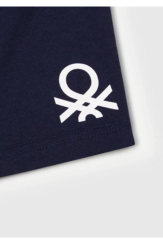 Детские шорты для мальчиков хлопковые Benetton logo bermuda combed cotton shorts United Colors Of Benetton, Navy Blue — фото 3