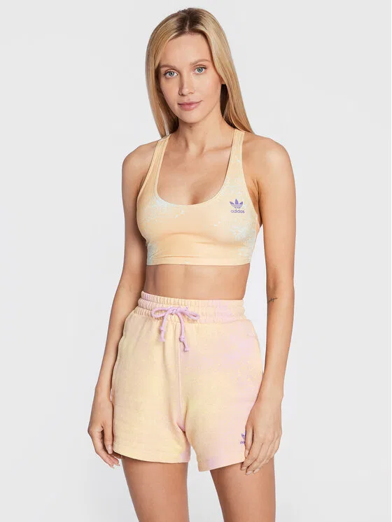Топ slim fit Allover Print Adidas, бежевый