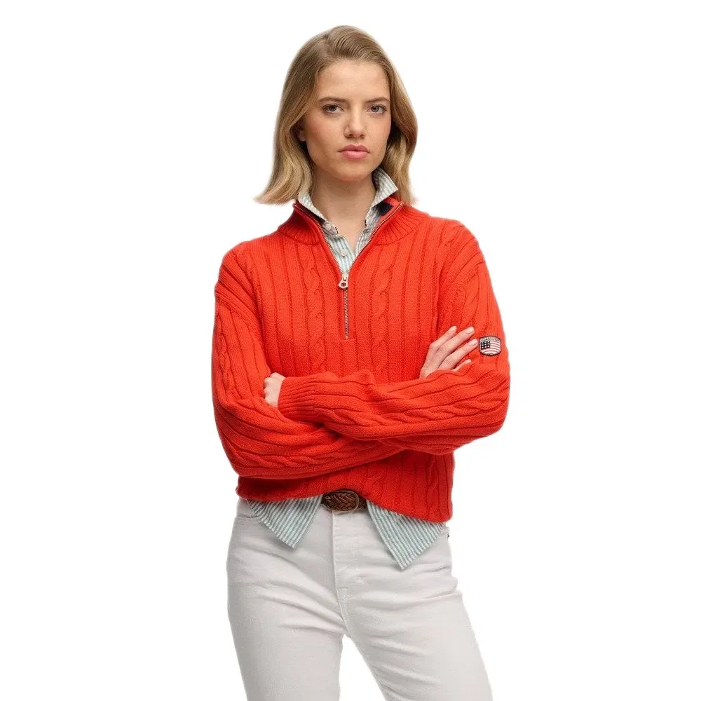Свитер половинная молния Superdry Slouchy Cable Superdry, оранжевый
