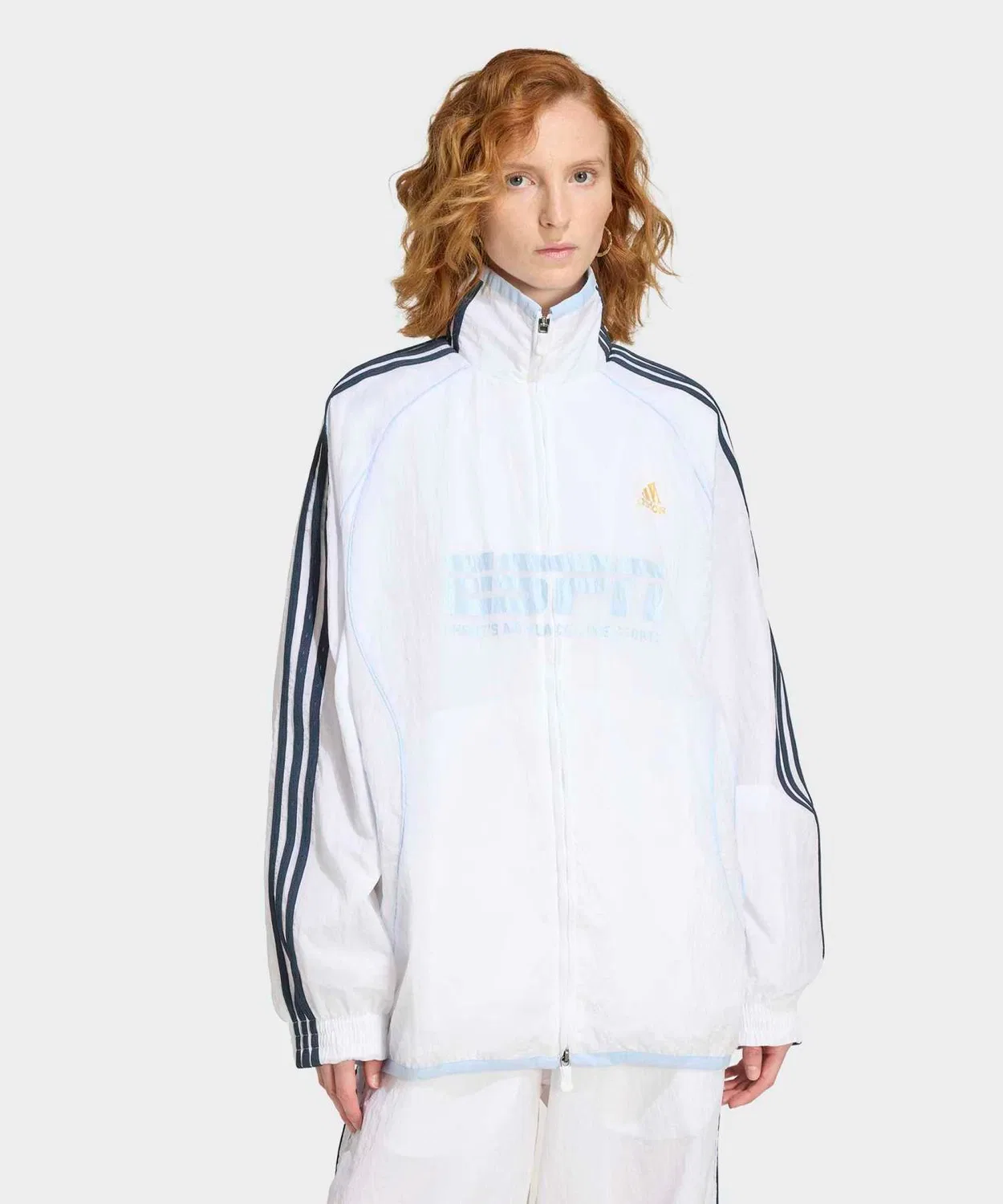 Женский трек-топ оверсайз с высоким воротником Team Geist 2.0 Adidas, Белый