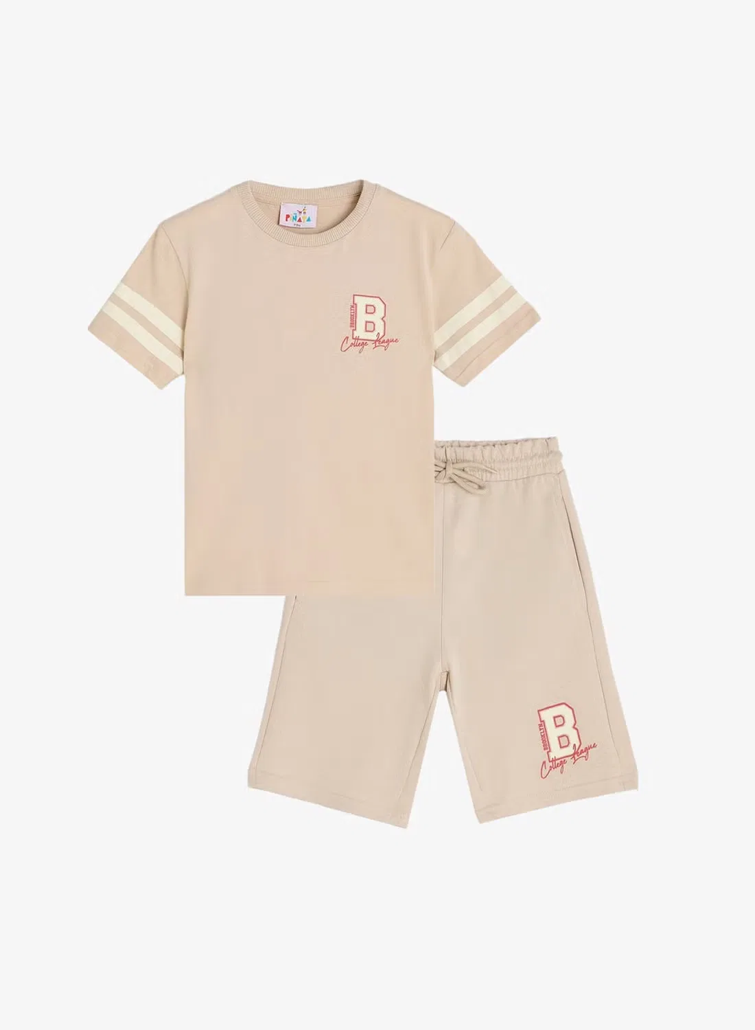 Комплект футболка и шорты S top and short co-ordinate sets Pinata, бежевый — фото 2