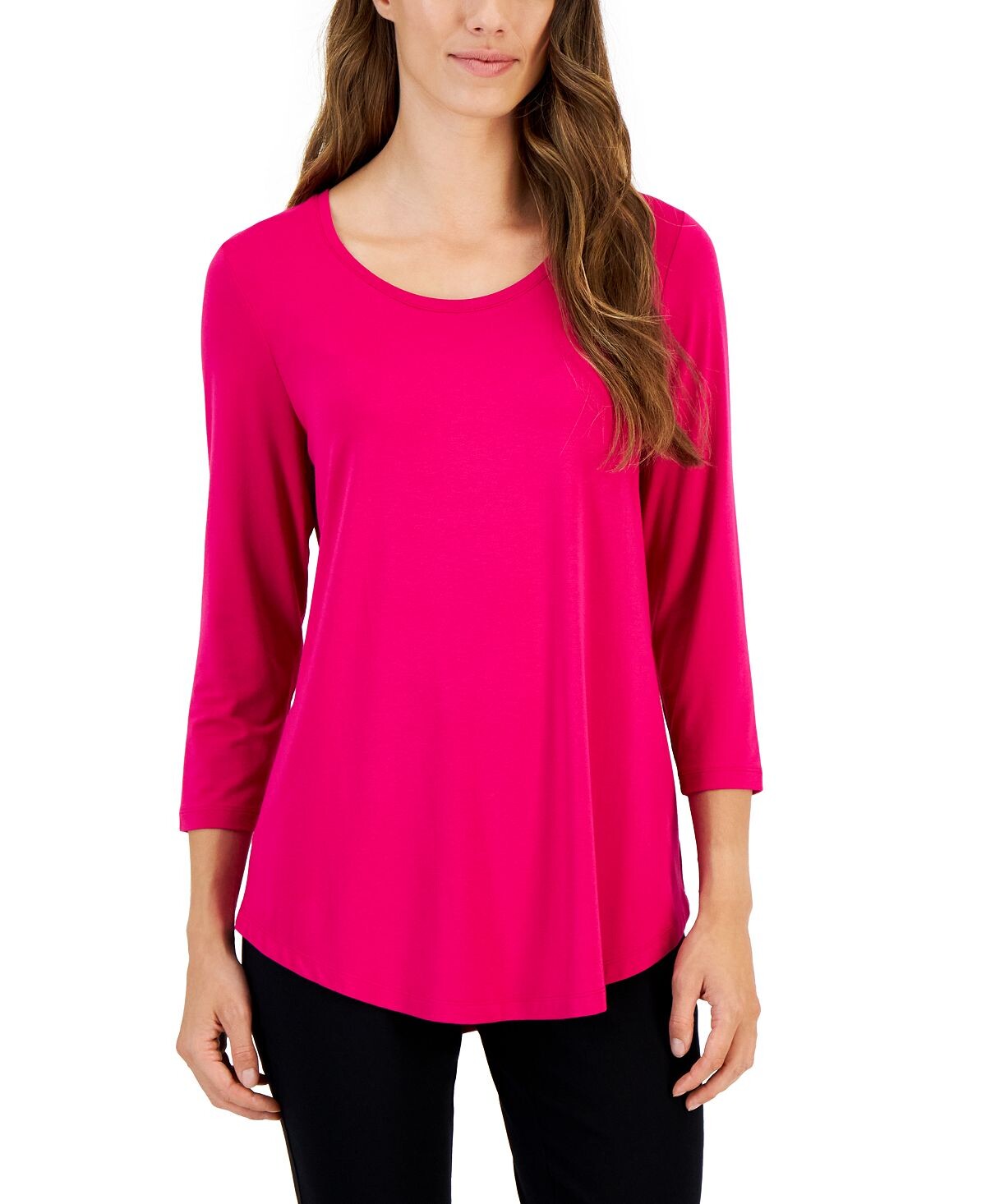 

Однотонный топ-туника с рукавами 3/4, созданный для macy's JM Collection, мульти