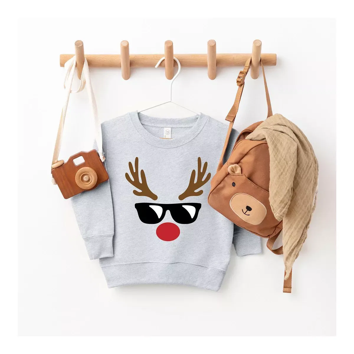 Детский свитшот для мальчиков с принтом Reindeer Boy The Juniper Shop, Heather Grey — фото 2