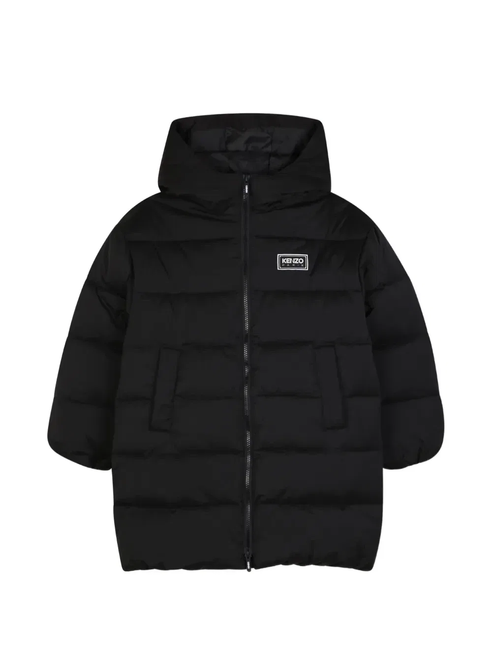 Пуховик с нашивкой-логотипом Kenzo Kids, черный