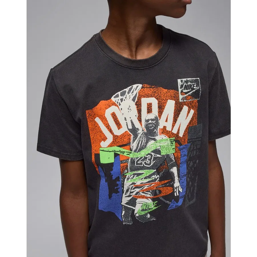 Детская футболка с принтом Jordan JDB MJ Throwback Slam SS Tee Nike, Антрацитовый — фото 4