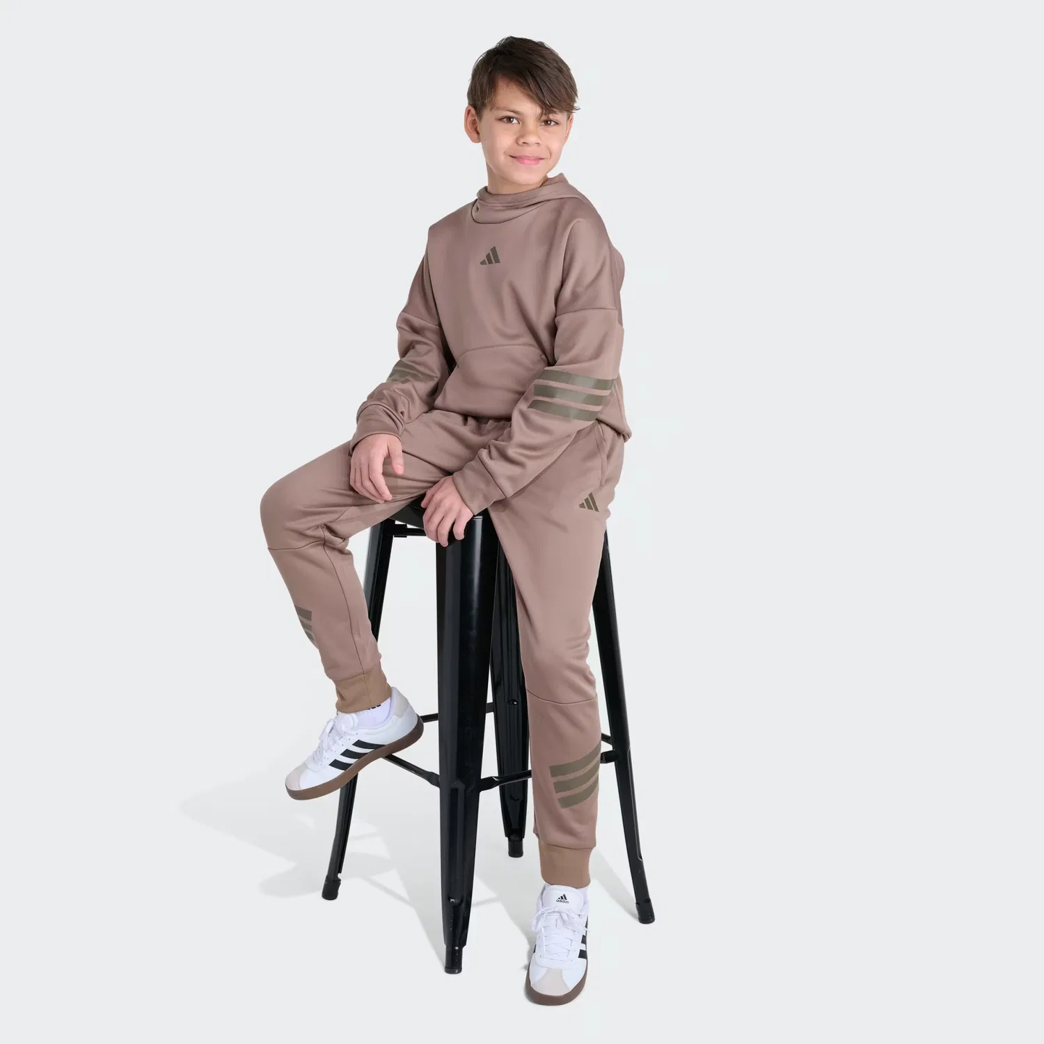 Детское худи из флиса Future Icons Adidas Sportswear, хаки — фото 2
