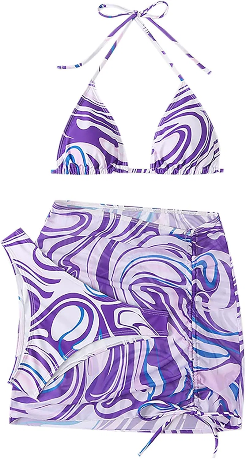 Женский бикини-сет с юбкой-шортами Generic, Purple