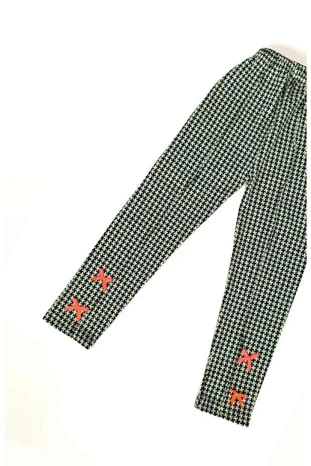 Детские леггинсы для девочек с принтом Water Green Sweater Patterned Ribbon Detailed Winter Girl's Leggings Generic Brands, Water Green — фото 3