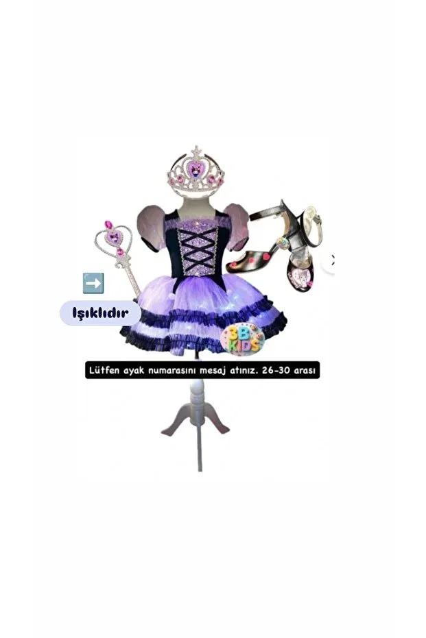 Детское платье для девочек с принтом Kuromi 3B Kids, Purple — фото 3