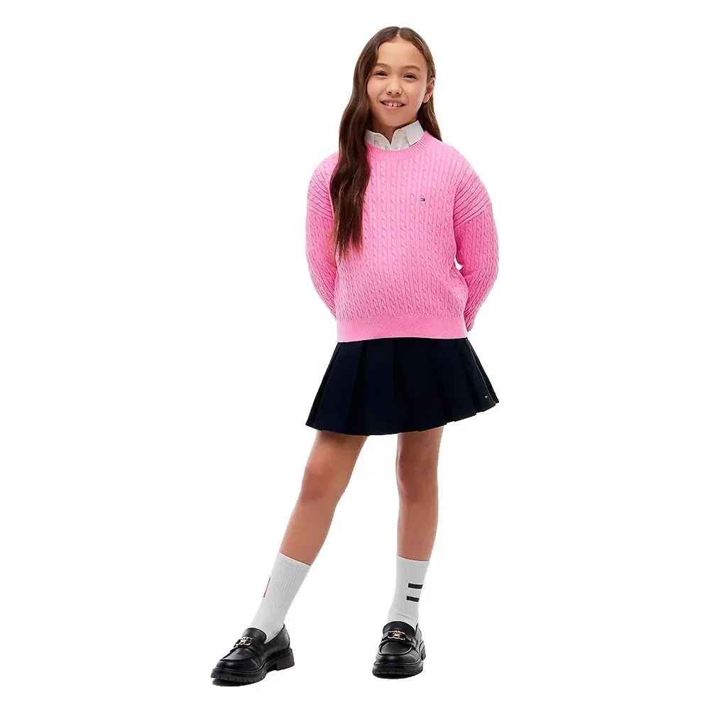 Детский свитер для девочек с узором Cable Knit Tommy hilfiger, Pink — фото 4
