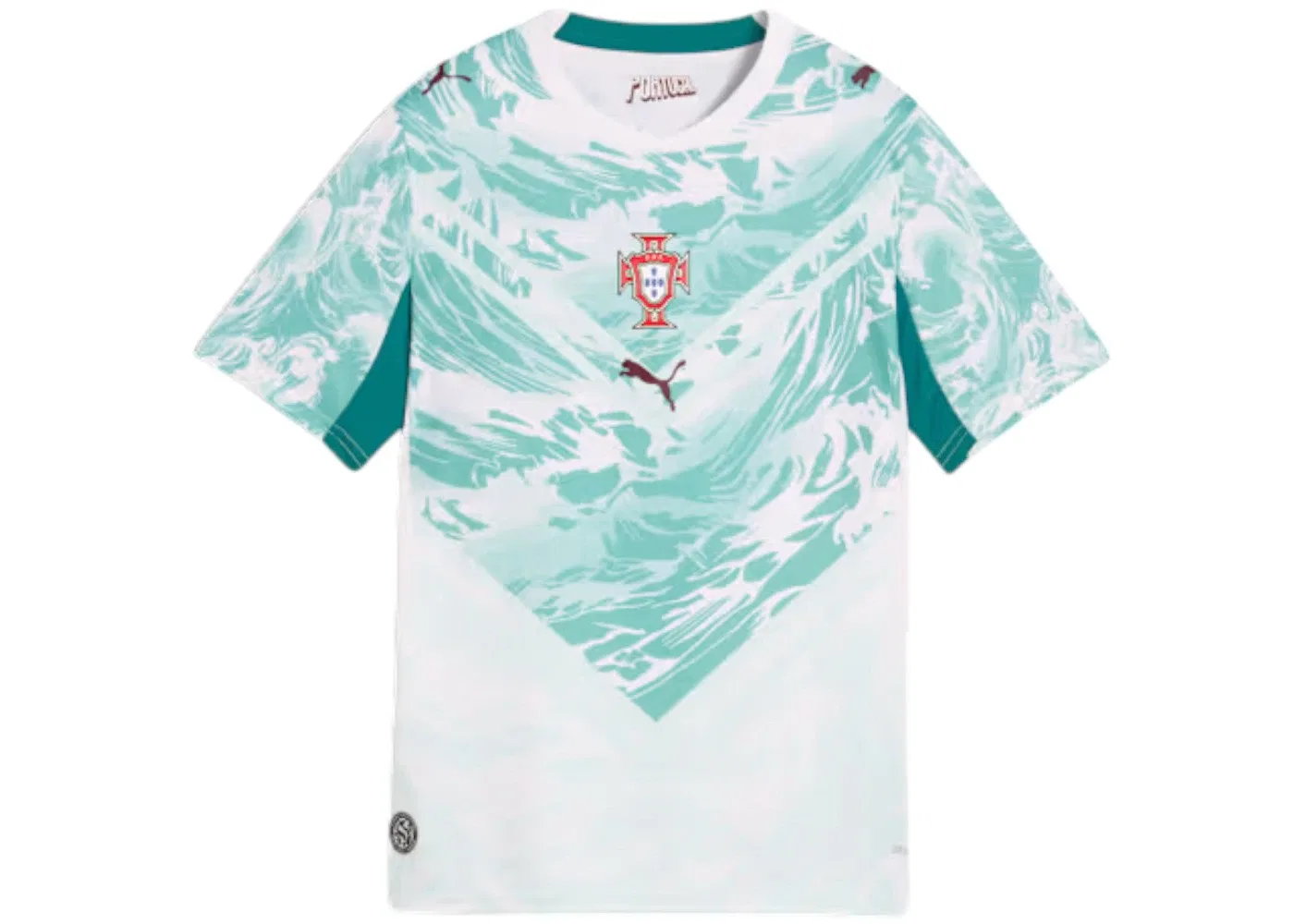 Детская футбольная футболка с длинным рукавом Puma Puma White/Green Lagoon