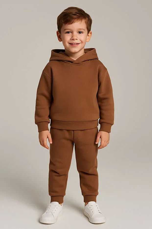 Детский спортивный костюм для мальчиков с капюшоном Littlepoffy, Coffee