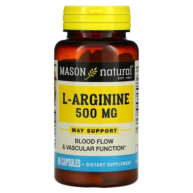 

L-аргинин Mason Natural 500 мг, 60 капсул
