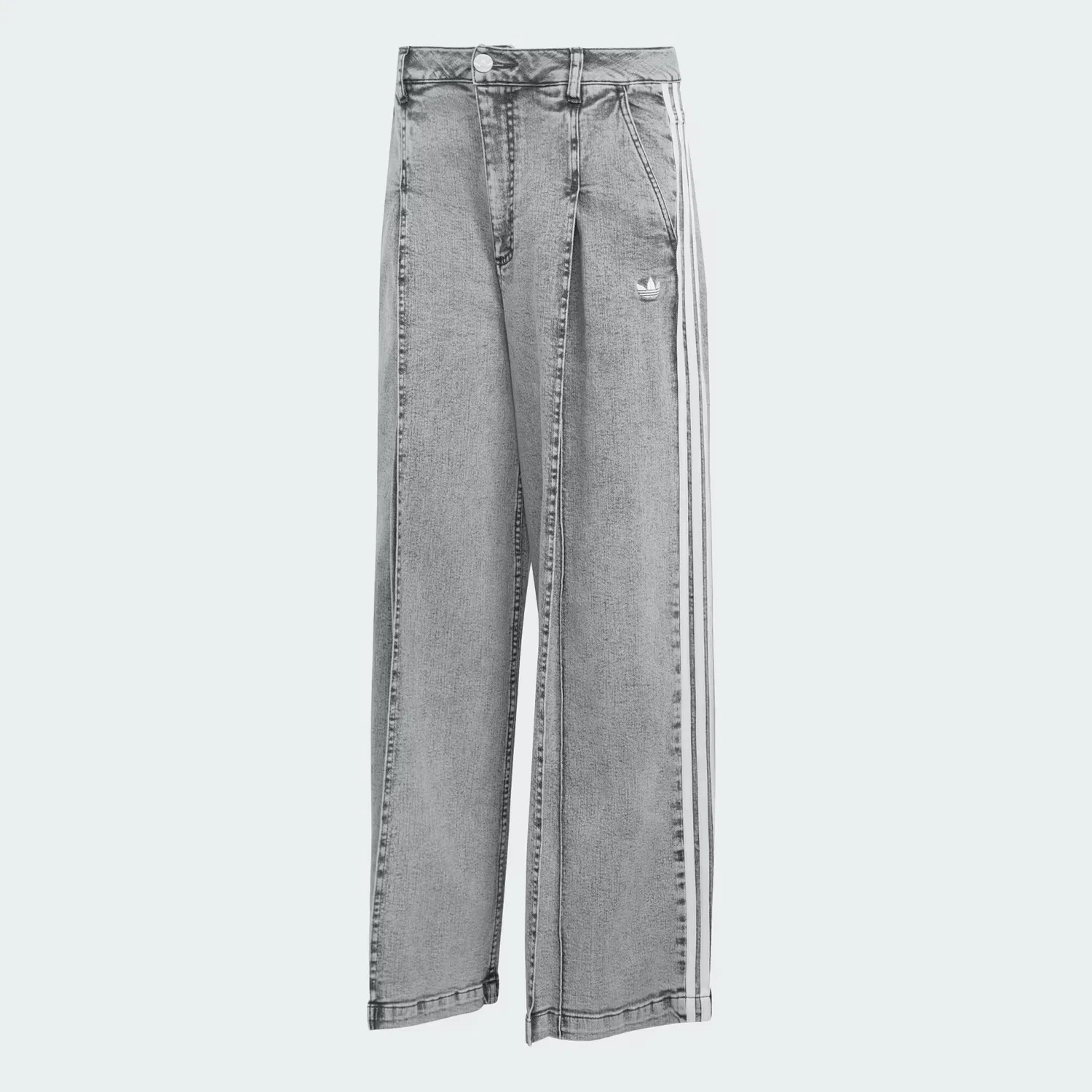 Женские джинсы широкого кроя с защипами Denim Pleats Wide Leg Pants Adidas Originals, серый деним — фото 4