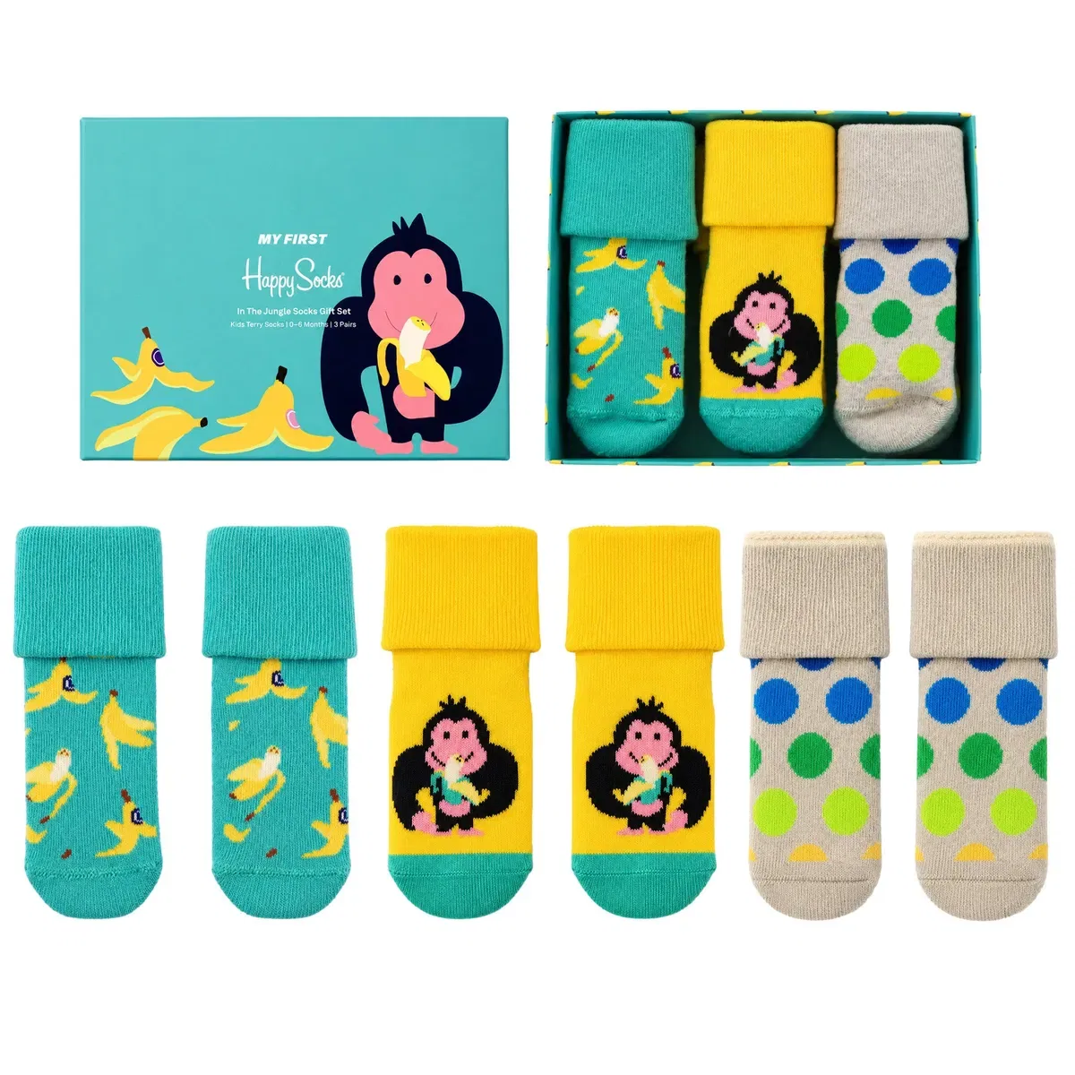 Комплект из 3 пар носков с принтом In The Jungle, Happy Socks, Multi