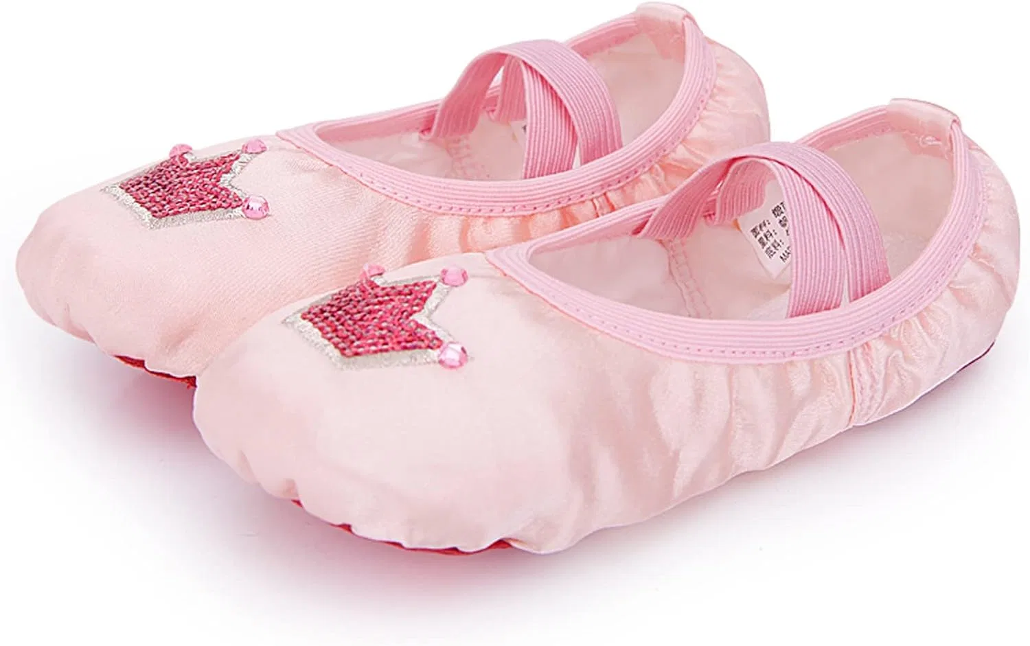 Детские балетки для девочек с принтом Performance Satin Dance Practice Slippers Split Sole Soft Leather Flat Yoga Gymnastics Shoes, Rose Gold — фото 2