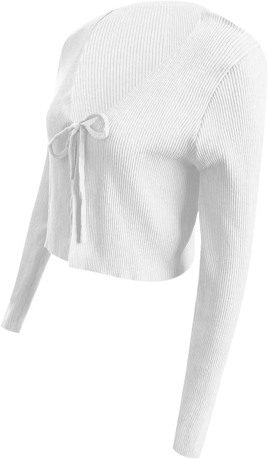 Женский кардиган-болеро с длинным рукавом, модель Cute Tie Front, белый — фото 4